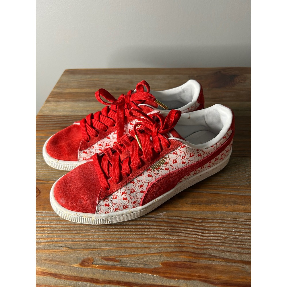 Puma Suede Hello Kitty Red White Sneakers Women's Size‎ 7